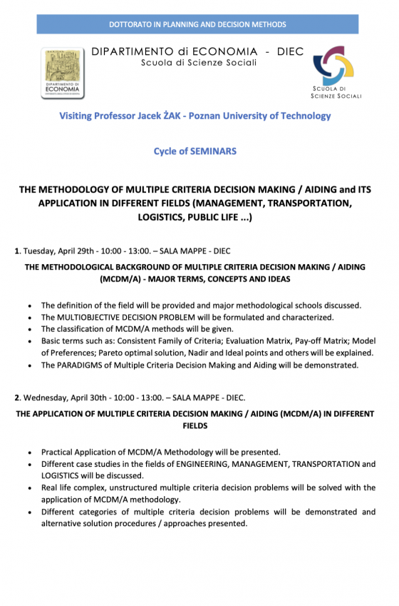 Seminars Prof. Zak Jacek